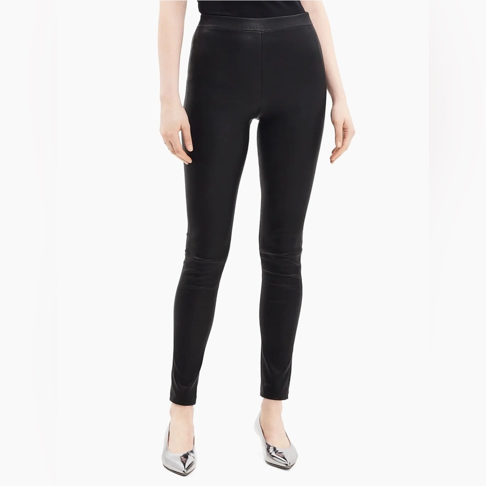 Theory Pull-On 100% Luxe Lamb Leather Leggings Black Sz 4 - Picture 4 of 15